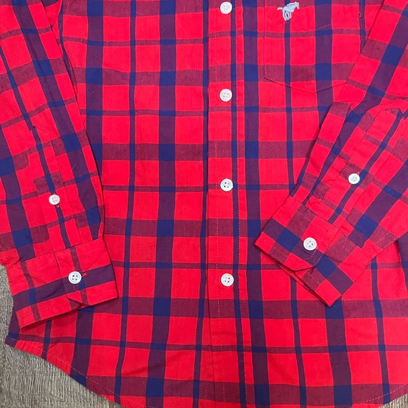 Wrangler boy small‎ (6/7) red and blue plaid button down shirt - Picture 2 of 6